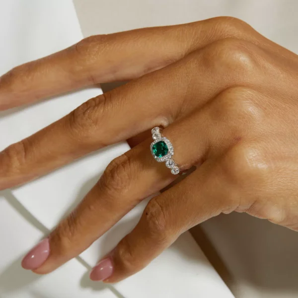 Emerald Halo Elegance Ring Emerald Halo Elegance Ring