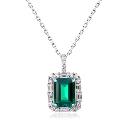 Regal Emerald Halo Pendant