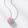 Pink Heart Zirconia Halo Necklace Pink Heart Zirconia Halo Necklace