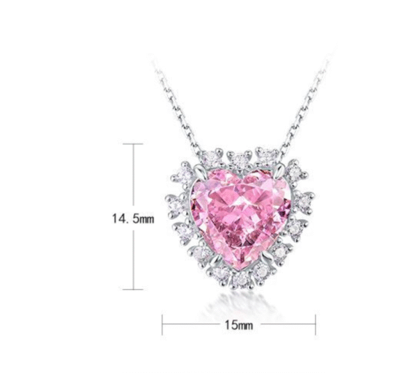 Pink Heart Zirconia Halo Necklace Pink Heart Zirconia Halo Necklace