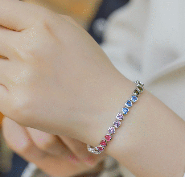 Heart Rainbow Zirconia Bracelet Heart Rainbow Zirconia Bracelet