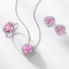 Pink Heart Zirconia Halo Necklace Pink Heart Zirconia Halo Necklace